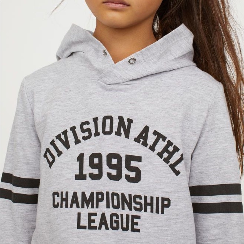 Girls Cropped Grey Sports Hoodie
